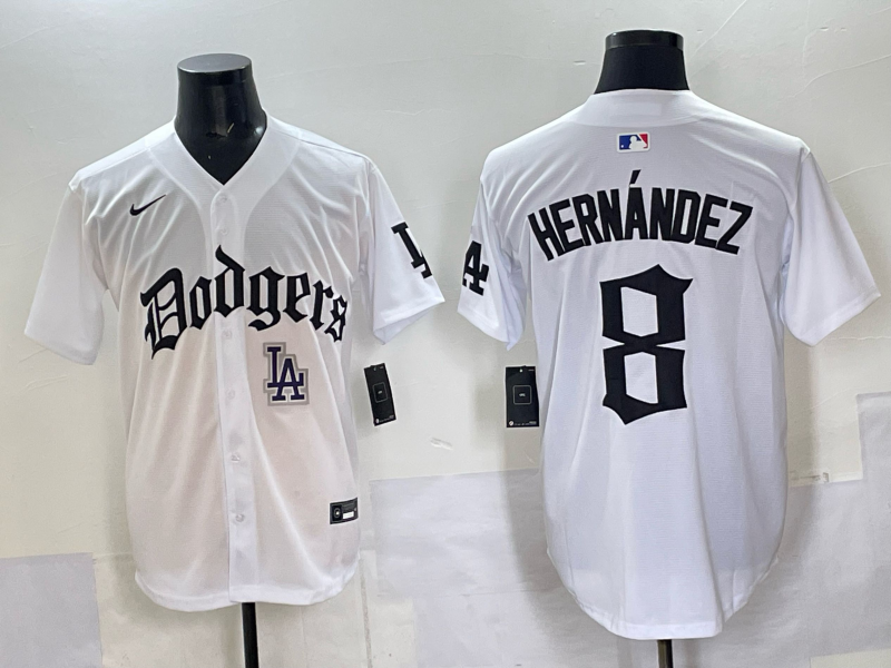 Men Los Angeles Dodgers #8 Hernandez white Nike 2025 MLB jersey 003